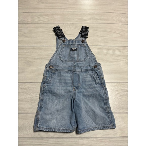 OshKosh Denim Overalls Shortalls Adjustable Straps Pockets Kids 4T - Picture 1 of 7